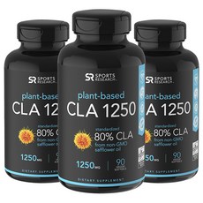 SPORTS RESEARCH 80%共軛亞麻油酸軟膠囊 1250mg Vegan 無麩質, 90 件, 3個