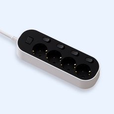 AEGIS 獨立開關式多孔延長線插座, 1.5m, 黑色 白色, 1入