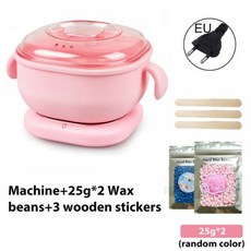 왁스 워머 휴대용 실리콘 히터 제모 기계 스파 바디 왁싱 키트 400ml, 1) pink EU kit 25x2, 1) pink EU kit 25x2