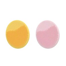 臺灣-出貨【新款熱銷】寶寶矽膠洗頭刷 嬰兒頭垢清潔刷 沐浴按摩刷 兒童洗澡刷 柔軟洗臉刷 嬰幼兒搓澡刷, 小號矽膠款-2個裝【黃粉】, 1個