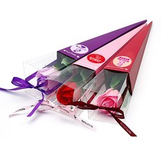 FlowerSP 精緻單朵玫瑰香皂花 活動禮物 婚禮小物 情人節禮物 香皂花 小禮物, 紅色系玫瑰香皂花(外盒、貼紙隨機出貨),6款貼紙隨機出貨, 1個