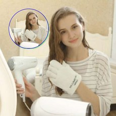 쌍문상회 지금 필요한 수건장갑 타월 편리한 드라이장갑 드라이수건 머리카락 헤어 장갑 머리드라이 헤어타올 극세사수건 핸드 31872EA, 화이트