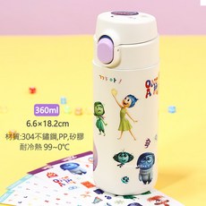 lilfant 韓國兒童餐具組 304不鏽鋼 腦筋急轉彎學習筷 湯匙 叉子 便當盒 防滑杯, 1個, 六角保溫水壺360ml