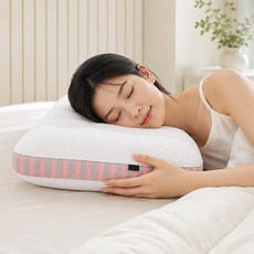 무에르 낮은 숙면 목편한 경추 베개, 1개, 핑크