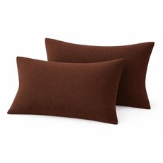 COTTON STICH 유아용 베개 커버 2개 세트 미니 베개 커버 600수 면 아동용 부드럽고 가벼운 베개 커버 (와인 유아 30.5 x 40.6cm(12 x 16인치, Toddler 12x16 Zipper, 초콜릿