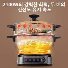 전기 프라이팬 가정용 전기 냄비 다기능 전기 조리기 찜 요리기 전기 볶음 냄비 스테인리스 전기 냄비, 304 스테인리스 스틸 냄비 + 단일 채반 [지름 32, 검은색