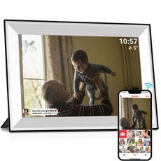 Frameo 스마트 와이파이 디지털 액자 사진 프레임 1280x800 IPS HD 터치 스크린 벽걸이 가능 101 인치 32GB, 01 32GB, 01 AU 플러그