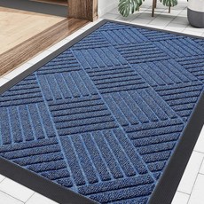 Smiry 현관 매트 외부 입구 튼튼한 야외 실내 매트 천연 고무 도어 매트 미끄럼 방지 먼지와 습기 차단 쉬운 세척 로우 프로파일 파티오 현관 입구 매트 74.5, 29.5인치 x 17인치, 직사각형, 회색