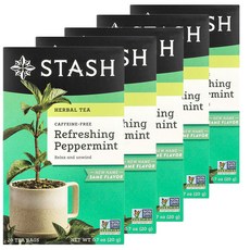 스태쉬티 스타시티 허브티 페퍼민트 디카페인, 1g, 20개입, 5개
