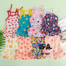 【格森】新款狗衣服印花吊帶裙 比熊泰迪春夏寵物貓咪裙子, 印花吊帶裙子14,L, 1個