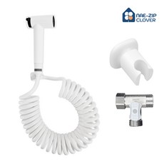 내집클로버 2in1 청소건+스프링호스+접착식 거치대+T밸브, 2in1 화이트, 5m