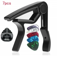 무료 및 홀더 1개용 5개가 포함된 어쿠스틱 일렉트릭 기타용 카포 7개 블랙; 은, 05 Black Guitar Capo