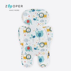【Zooper】POP 純棉冰絲涼感墊 SS22限定款－非洲草原（推車 汽座 座墊 涼墊 透氣墊 四季用）, 1個
