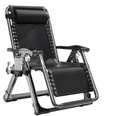 無段式折疊躺椅 方管加粗 休閒躺椅 摺疊躺椅 涼椅 午睡躺椅 折疊椅, 強化方管款折疊涼躺椅贈杯架+頭枕, 1個