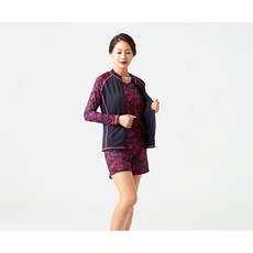 베이직엘르 화사한 프린트 어머니 집업 래쉬가드 반바지 세트BEL-T295K