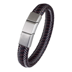 恩悠數位 NU 能量手環 男款 鈦鍺手環 運動手環 時尚磁扣編織手環, 黑色/咖啡, 1個