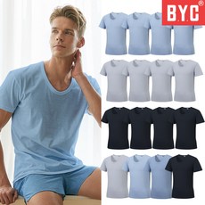 BYC 남자 유색 반팔 런닝 4매 4가지색상 순면100 런닝셔츠