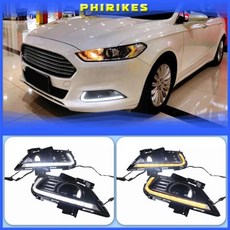 프로젝트 2PCS 자동차 DRL 12V LED 주간 주행등 (포드 몬데오 퓨전 2013 방향지시등 노란색 신호 릴레이 포, 02 White