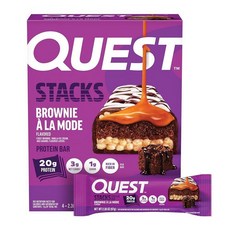 Quest Nutrition Stacks 단백질 바 시나몬 브라운 슈가 20g 순탄수화물 2g 설탕 1g 고섬유질 저설탕 글루텐 프리 4개입 173496, 4개(1개입), Brownie a la Mode