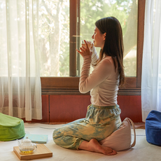 바른자세 빈백방석 원모멘트 명상 기도 쿠션, 레드