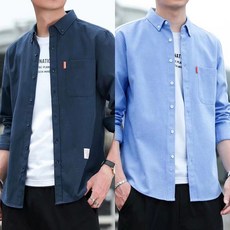 봄 가을 1+1 남자 셔츠 남방 캐주얼 남성 긴팔 셔츠 상의 데일리 솔리드 셔츠 남방 CY