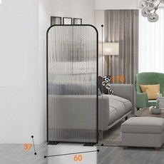 북유럽 모던 이동식 장식 파티션 거실 침실용 유리 스크린 심플 디자인 가벽, R형 170cm 60cm 블랙