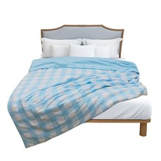 HOME LIFE 藍色格紋雙面料舒適夏被, 藍