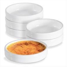 호환용 Ramekins 4온스 크림 Brulee Ramekins 오븐 안전 세라믹 얕은 수플레 요리 베이킹 커스터드와 호환 가능 키시 팬 6팩, 1개, 하얀색, 1cm