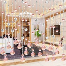 구슬발 아이방커튼 주방 크리스탈 줄커튼 비즈 가림막, 1개, P. 크리스탈 분홍색 전체 착용 꼬임 방지