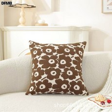 DFMEI 新款北歐ins風抱枕沙發靠枕抽象花朵靠墊民宿軟裝牀頭靠包腰枕套, 咖啡