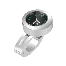 KEBIDUMEI 오토바이 자전거 방수 22-25mm 핸들 바 시계 야간 투시경 라이트 마운트, 01 실버