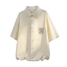 2026夏季工裝短袖襯衫外套男女寬鬆百搭休閒襯衣