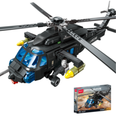 Wakku 밀리터리 호환블럭 UH-60 블랙 호크 헬기 소장급 비행기 장난감, 1개