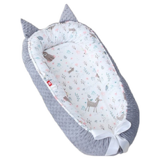 可摺疊拆洗攜帶式防壓床中床嬰兒睡窩, 現貨四季雙面可用三件套荳荳絨-森林小鹿