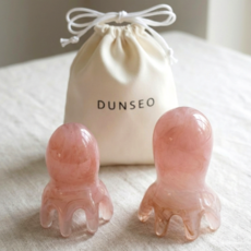 DUNSEO 문어 괄사 두피 마사지기 롱헤드+숏헤드 1+1 파우치 세트, 마블핑크, 1세트