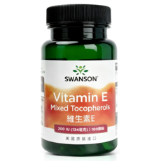 【SWANSON 美國斯旺森】 維生素E混合生育醇 200IU 100顆 維他命E 134mg 高阿爾發 原裝 進口, 1個