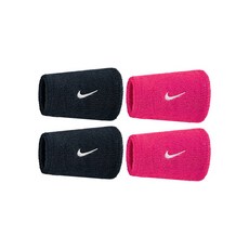 나이키 스우시 더블와이드 손목밴드, 4개, 블랙+비비드핑크