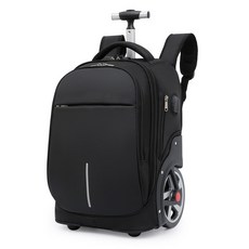 商務拉桿包拉桿書包背包拉桿行李袋輪子拉桿後背包帶輪旅行袋拖輪旅行袋拉桿旅行包大行李袋拉桿行李包書包拉桿, 商務黑色（送防雨罩）,19寸, 1個