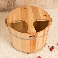 히노끼 족욕통 발 편백나무 발찜질 족탕기 나무통 원목, 긴손잡이 뚜껑 포함 25cm, 기본 모델명/품번