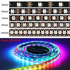 5V WS2812B LED 픽셀 IC WS2812 검정 흰색 스마트 IP30 65 67 RGB PCB 1M 2M 30 60 74 96 144 스트립, Bla PCB, 5m 30 IP67