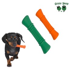 Green Sheep 天然橡膠狗骨頭 啃咬玩具, 橙色, 1個