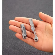 미니 스테인레스 스틸 스퀘어 헤드 접이식 샤프 휴대하기 쉬운 특급 배달 키체인 휴대용 포장 풀기, 01 silvery