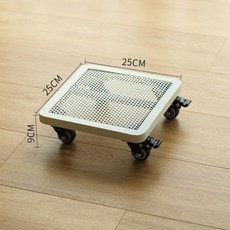 帶剎車萬向輪靜音輪移動花盆托盤 厚實方形底座 360度滑輪自由推 磁磚地板防刮, 1個, 暖白 25x25cm（靜音剎車萬向輪）