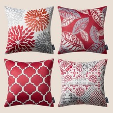 PHANTOSCOPE Phantoscope 4개 세트 뉴 리빙 시리즈 할로윈 벨벳 베개 나뭇잎 기하학적 담요 장식 가을 커버 쿠션 커버 오렌지 및 블랙 45.7 x 45.7c, 크리스마스 레드