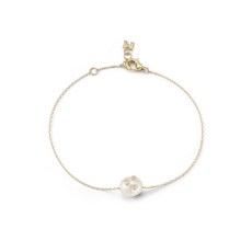 마테오 14K 옐로 골드 바로크 펄 다이아몬드 브레이슬릿