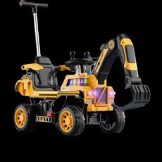 포크레인 전동차 작동 붕붕카 사륜 굴삭기 자동차, A. 노란색 슬라이딩 수동