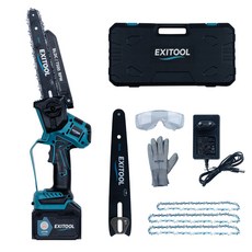 엑시툴 무선 전기톱 전동 충전식 미니 소형 충전 체인톱 20cm, 1개, 6-8인치(배터리1개/4AH/풀세트)