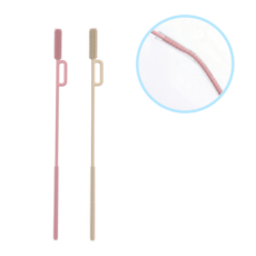 1+1 30cm 텀블러 빨대 세척솔 젖병 실리콘 손상없는 부드러운 롱 다용도, 1세트, 핑크(6mm)+아이보리(8mm)