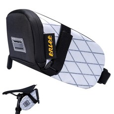 ENLEE 자전거 안장 가방 후미등 행거가 있는 흰색 반사 자전거 시트 백 산/도로/자갈 자전거용 독립적인 아이템 파티션이 있는 시트 아래 방수 자전거 보관 파우치 스몰, BAG-L-White