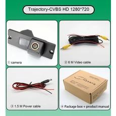 후방미쓰비시 파제로 Sfx 초과 몬테로 쇼군 V60 1999 ~ 2006 AHD 1080P 골든 피쉬아이 후면 카메라 방수 야, 03 CVBS 720P-Trajectory, 01 12V, 1개